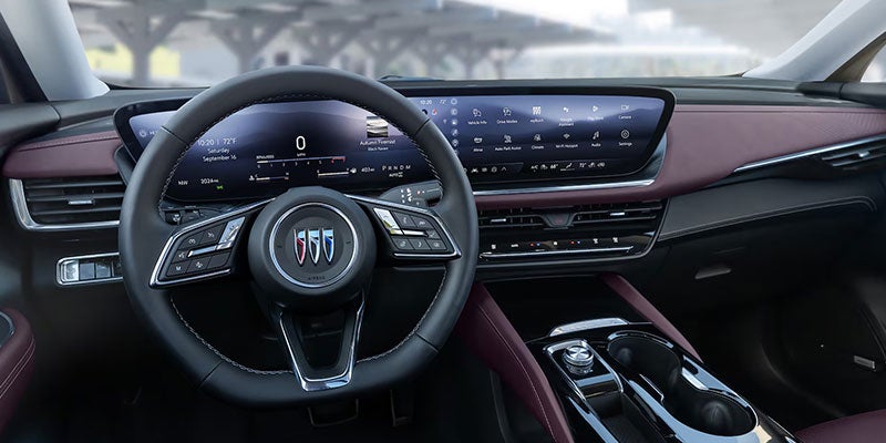 Interior detail shot of the Buick Envision cockpit and dashboard console.