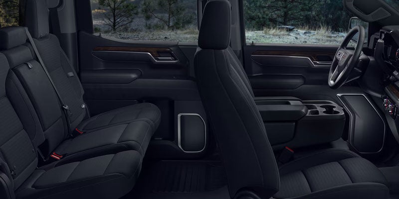Front and back seating in the GMC Sierra 1500.